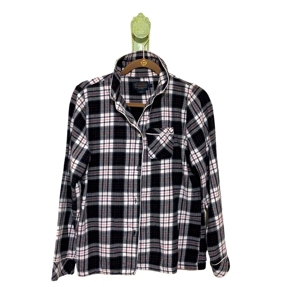 Pendleton Flannel Shirt Classic Plaid Preppy Academia Button Black White Red M